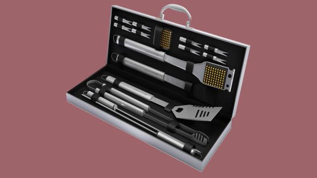 Home-Complete 16-Piece BBQ Grill Tool Set Stainless Steel