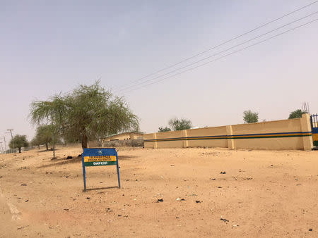 A signpost of the Divisional Police Station is pictured in Dapchi in the northeastern state of Yobe, Nigeria March 2, 2018. Picture taken March 2, 2018. Amnesty International/Handout via REUTERS