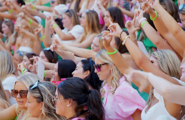 <p>HBO MAX</p> Young women during sorority recruitment at The University of Alabama