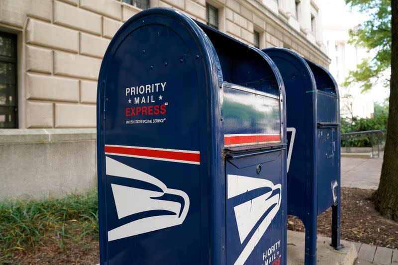 Priority Mail Express collection bin is seen near the Trump International Hotel in Washington