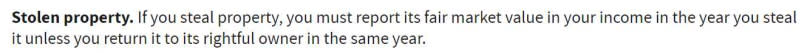 美國國稅局明文規定，搶劫收入必須要依法申報，除非你在一年內歸還物品給原主人。（圖／翻攝自IRS官網）