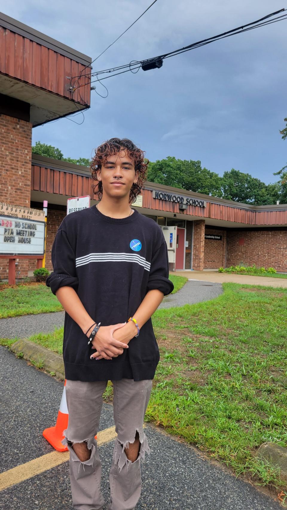 Kingston DaLomba, 18, voted for the first time in the Sept. 13 primary at Norwood Elementary School in Warwick.