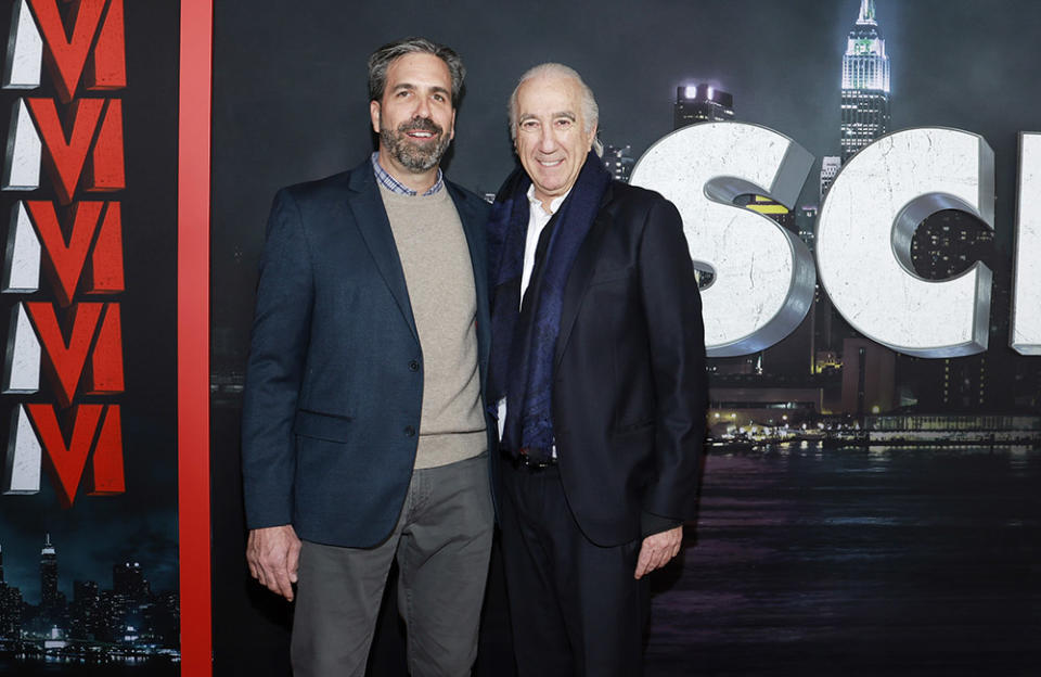 (L-R) Peter Oillataguerre and Gary Barber attend the Global Premiere of Paramount Pictures and Spyglass Media Group's "Scream VI" at AMC Lincoln Square on March 6, 2023 in New York, New York.