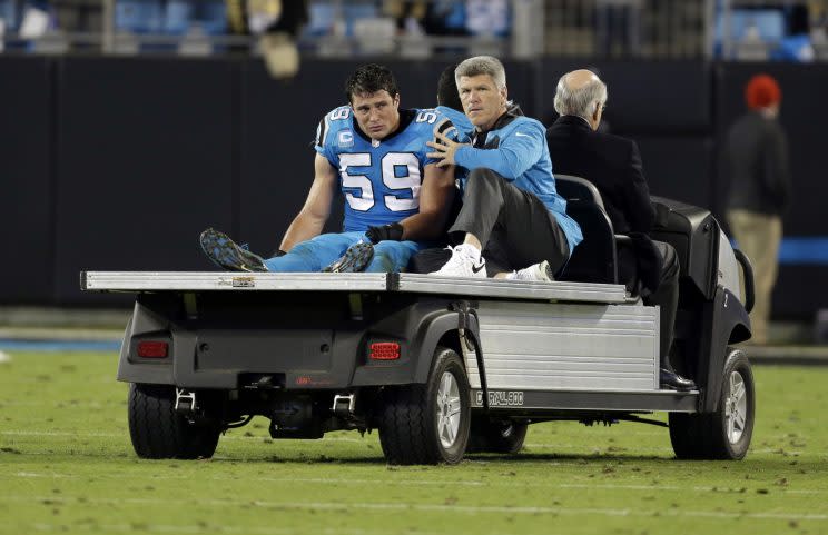 Luke Kuechly won't play this week due to a concussion (AP)