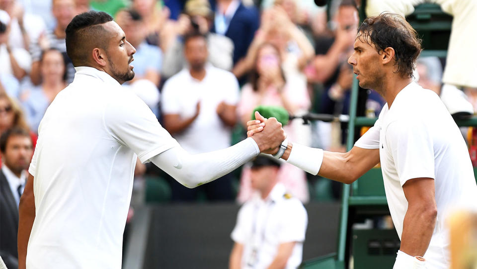 Nick Kyrgios (pictured left) and Rafael Nadal (pictured right). (Getty Images)