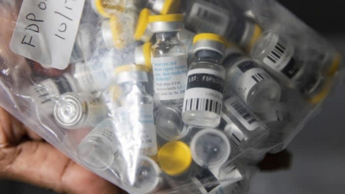 Vials of single doses of the Jynneos vaccine for monkeypox are seen from a cooler at a vaccinations site last month in the Brooklyn borough of New York. With monkeypox cases subsiding in Europe and parts of North America, many scientists say now is the time to prioritize stopping the virus in Africa. (Photo: Jeenah Moon/AP, File)