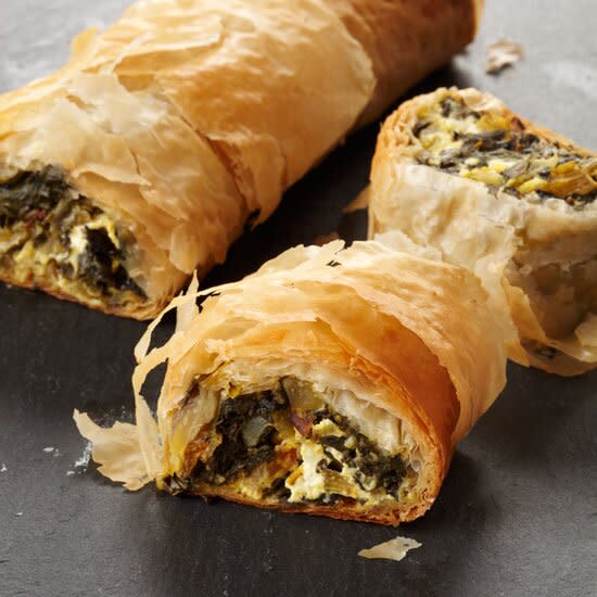 Chard-and-Goat-Cheese Strudel with Indian Flavors