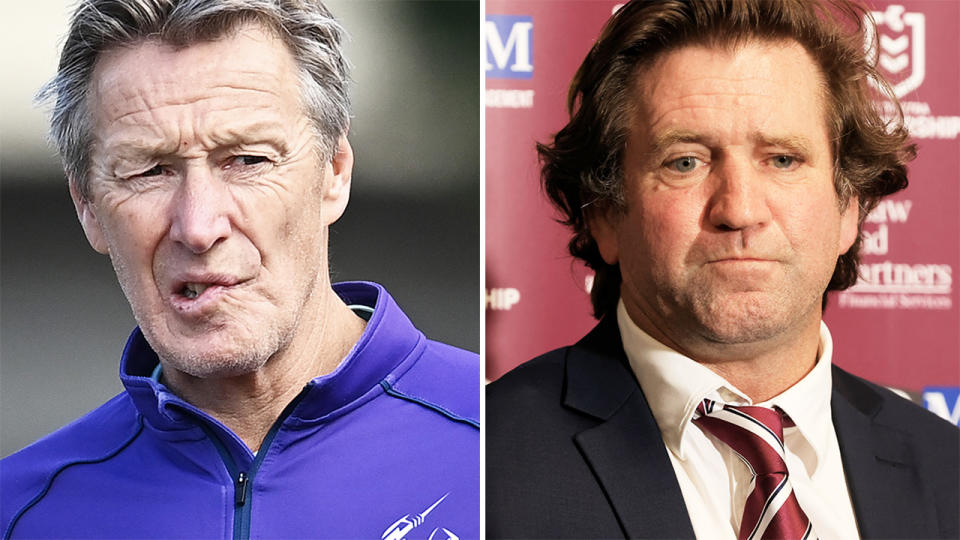 Craig Bellamy and Des Hasler, pictured here in their respective coaching roles.