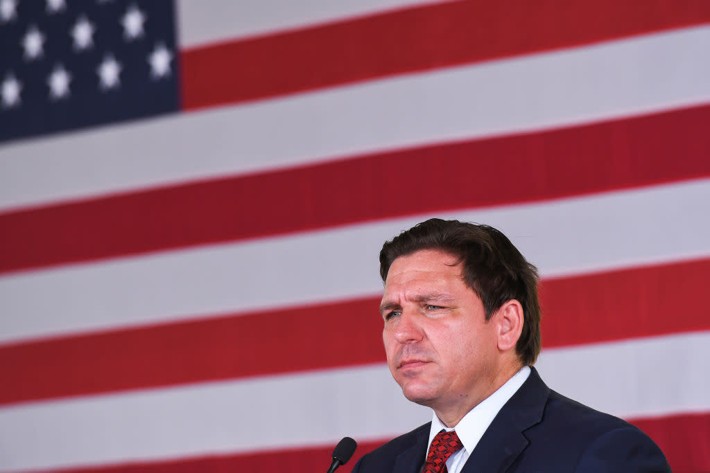 Florida Gov. Ron DeSantis speaks to supporters at a campaign