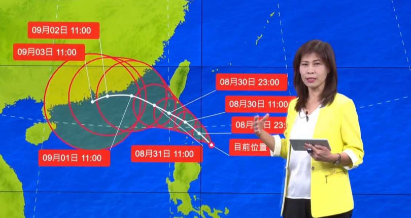 蘇拉颱風未來路徑。（圖／翻攝自氣象局直播）