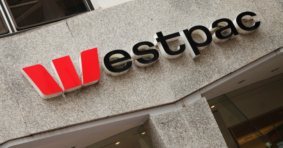 Westpac logo and name on exterior of a building