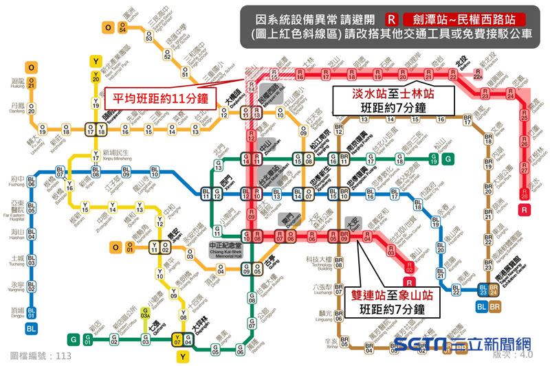 北捷運淡水信義線（紅線）系統異常。