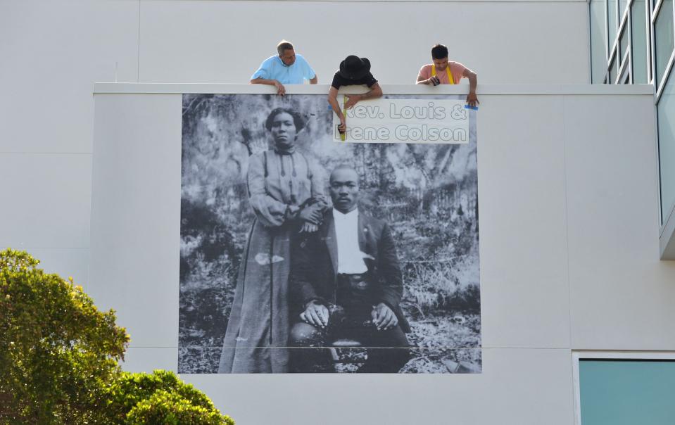A mural of Louis and Irene Colson has been installed on the Planned Parenthood building at 736 Central Ave. in Sarasota.