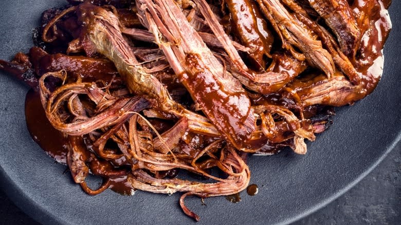 Shredded beef on a plate