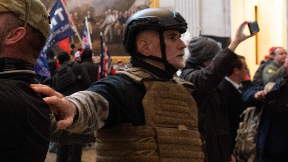 Trump supporters inside the Capitol after breeching security, Jan. 6, 2021