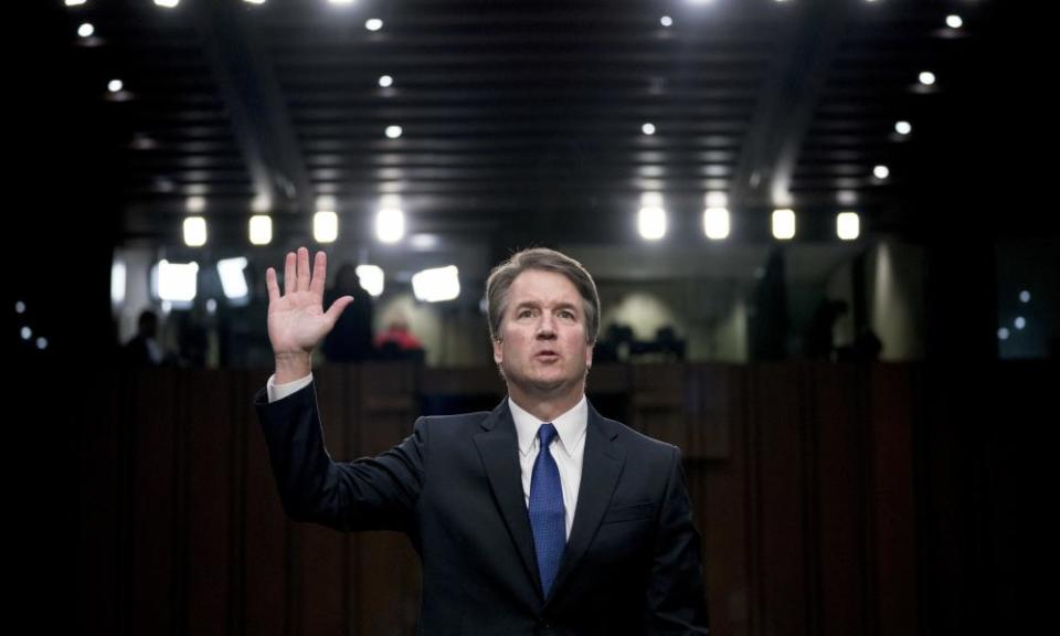 Supreme court nominee Brett Kavanaugh is sworn in before the Senate judiciary committee on Capitol Hill on 4 September.