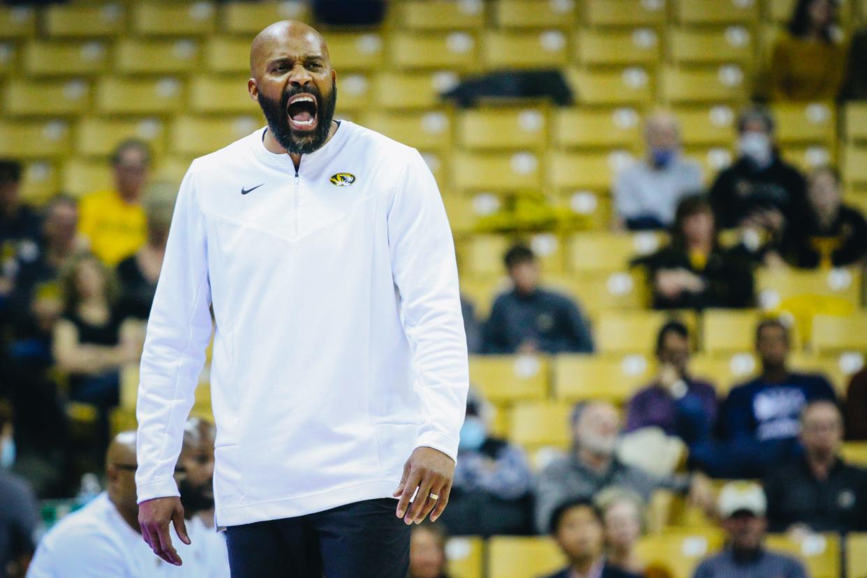 Missouri men's basketball coach Cuonzo Martin gets animated during the Tigers' game against Northern Illinois earlier this season.