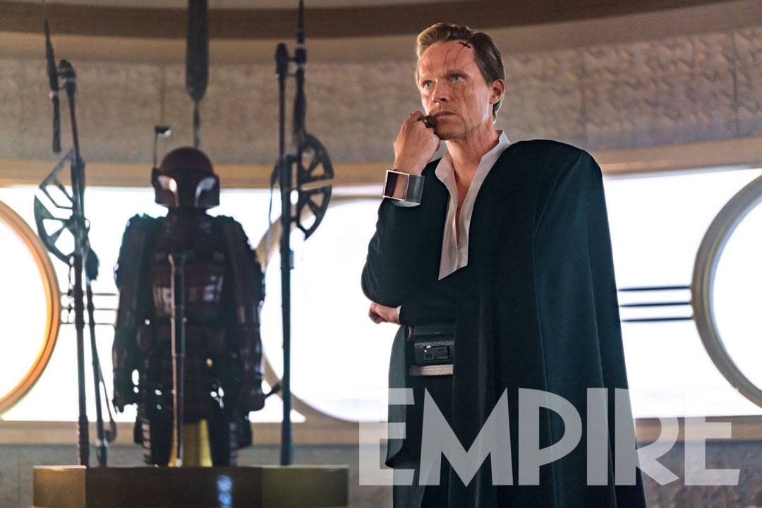 Dryden Vos is “a slick and scary gangster” played by Paul Bettany in <i>Solo: A Star Wars Story</i>. (Empire Magazine/Lucasfilm)