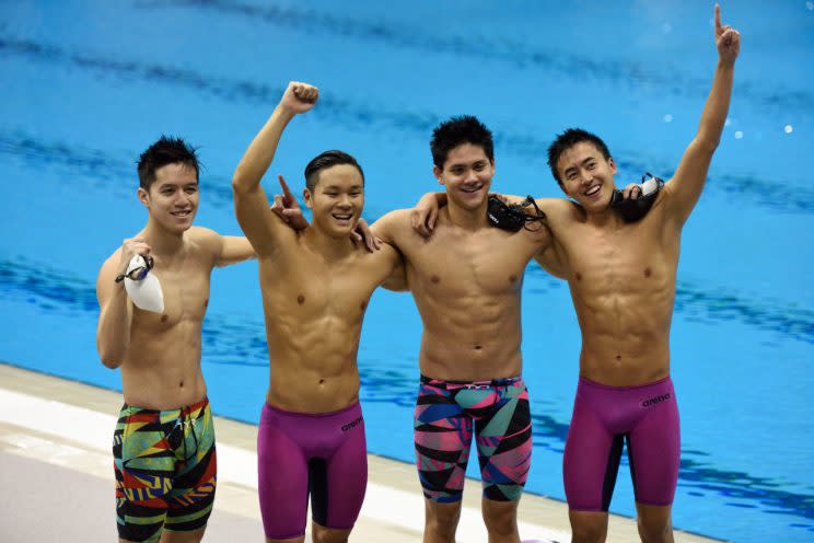 <i>Singapore swimmers at the 28th SEA Games. Yahoo Singapore file photo</i>