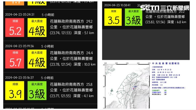 KNY 台灣天氣.地震速報APP示警畫面。（圖／翻攝畫面）