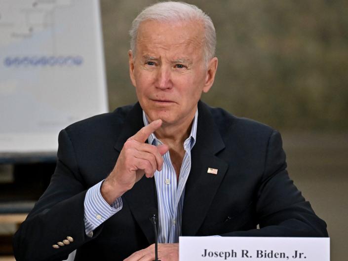 US President Joe Biden meets with the President of Poland, Andrzej Duda on March 25, 2022 in Rzeszow, Poland.