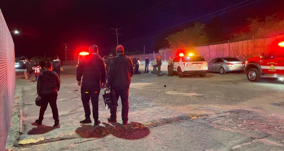 A deputy was punched, a teen girl was injured, pepper balls were deployed toward an unruly crowd and a teen arrested during a fight at a Victor Valley High School football game on Friday.