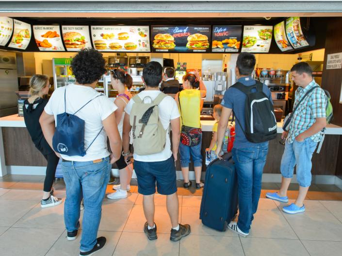 fast food line busy crowded