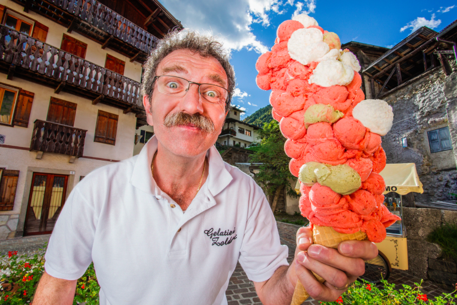 This is the most ice cream scoops balanced on a cone. Dimitri Panciera, from Italy, piled up an incredible 121 scoops at Forno di Zoldo’s annual Gelatiamo ice cream festival, near Venice. Let’s hope he’s a fast eater. (Pic: Guinness World Records)