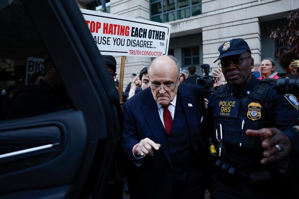 Rudy Giuliani was order to pay a huge $148m defamation verdict on Friday (Getty Images)