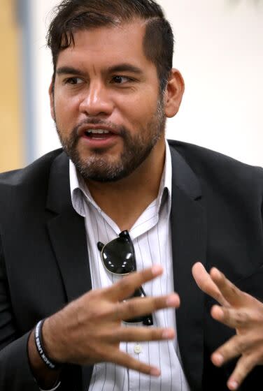 LOS ANGELES, CA - OCTOBER 1, 2022 - - Longtime union organizer Hugo Soto Martinez, candidate for Los Angeles City Council District 13, participates in a Town Hall meeting at Glassell Park Center in Los Angeles on October 1, 2022. (Genaro Molina / Los Angeles Times)