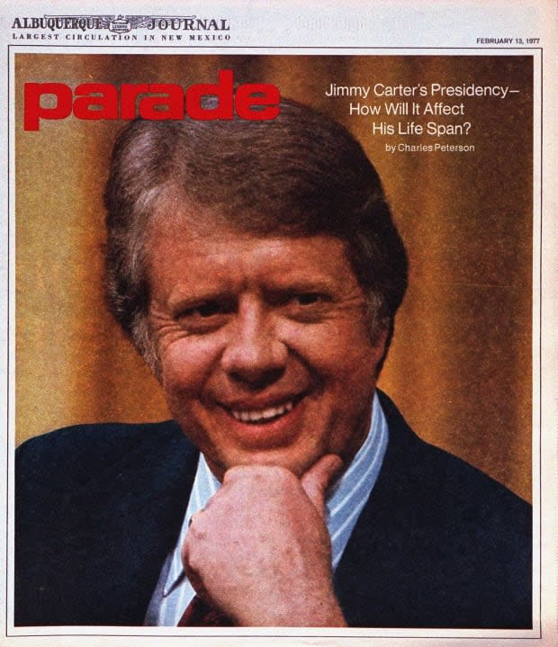 <p><em>Parade</em> looked at past presidents’ lifespans to calculated that President Jimmy Carter had 21 years and 146 days left in his life after his 1977 inauguration. (Given that Carter was 52 when he became president and is 98 now, the calculations were a bit off. He is our oldest living president and the longest-lived.</p>