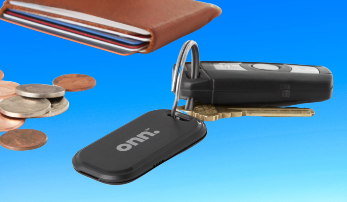 Onn tracker with a key and wallet