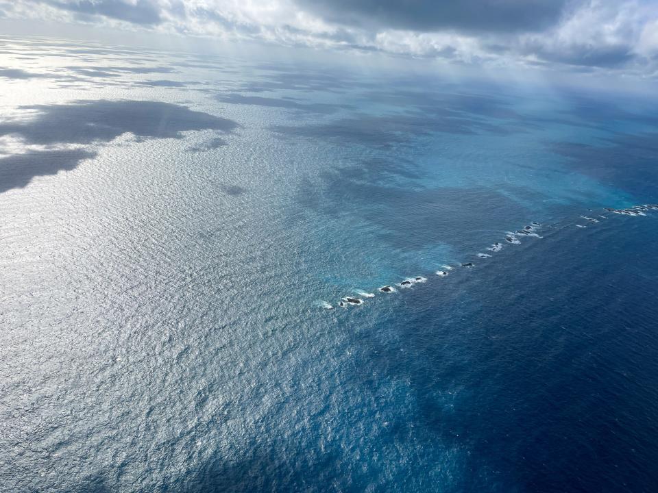 A Coast Guard crew conducts a patrol flight over the Florida Straits amid a rise in migrants arriving by boat in South Florida.