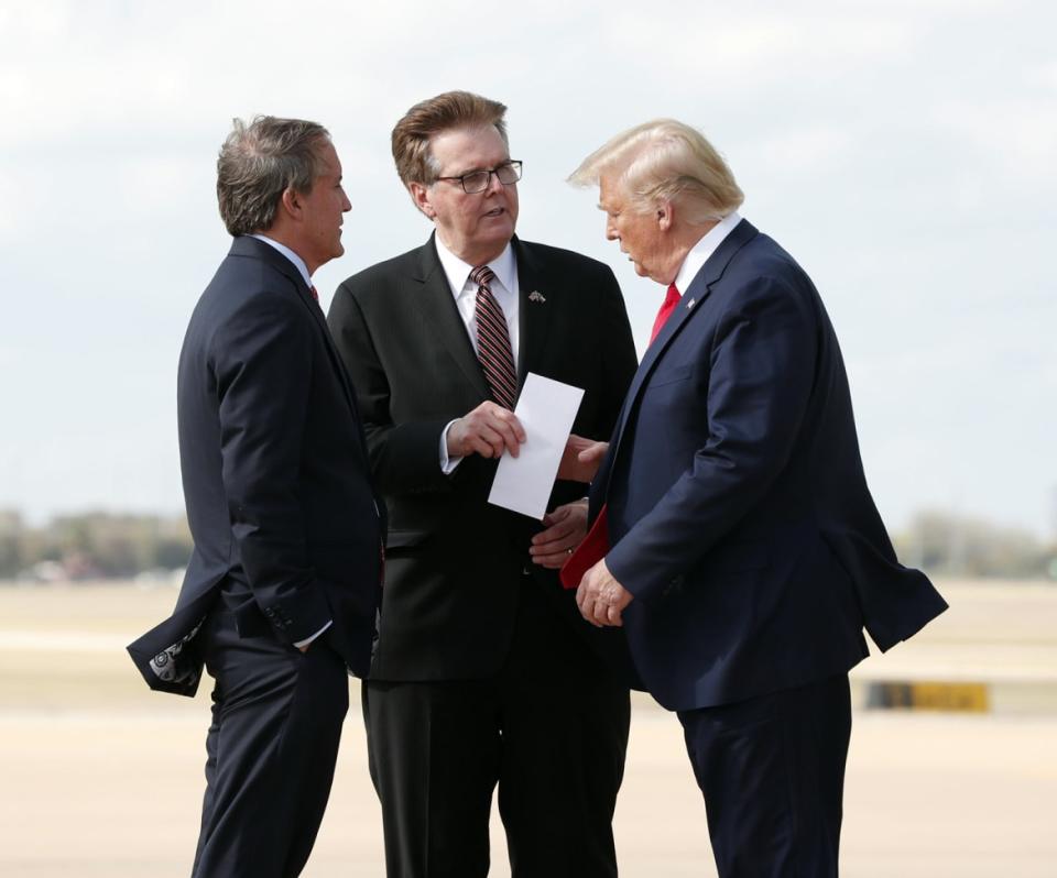 <div class="inline-image__caption"><p>Dan Patrick with President Trump in 2019.</p></div> <div class="inline-image__credit">Lola Gomez/Austin American-Statesman via USA Today Network</div>