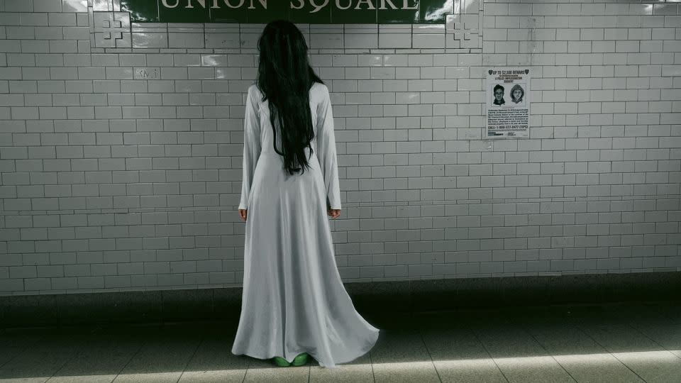 Samara from “The Ring” waits for her train at Union Square. - Seymour Licht
