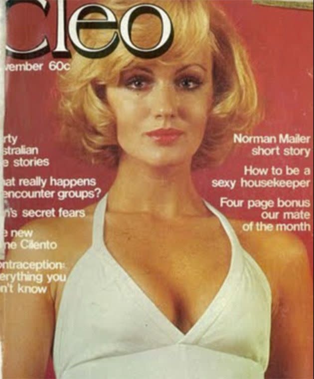 A model poses on the cover of the first ever Cleo magazine, in 1972.