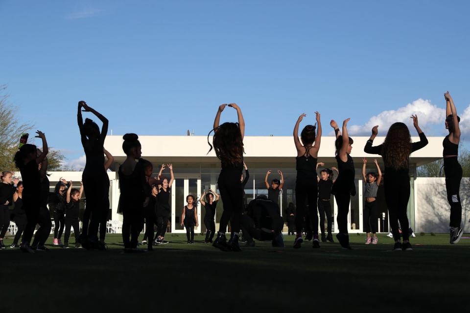 Students in the Palm Springs Unified School District rehearse for a special dance performance on the lawn at Sunnylands Center and Gardens in Rancho Mirage, Calif., on Thursday, March 16, 2023. Nickerson-Rossi Dance will bring its professional company to Sunnylands this Saturday, Dec. 9.