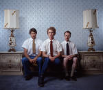 This 2004 photo provided by Twentieth Century Fox and Paramount Pictures shows Jon Gries, as Uncle Rico, from left, Jon Heder, as Napoleon Dynamite, and Aaron Ruell, as Kip, in a scene from movie "Napoleon Dynamite." (Twentieth Century Fox/Paramount Pictures via AP)