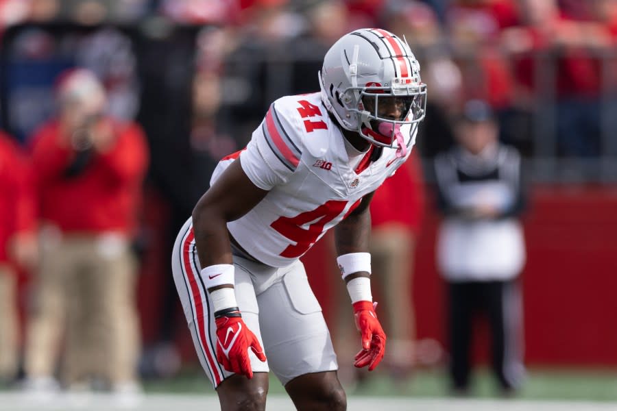 PISCATAWAY, NJ – NOVEMBER 04: Josh Proctor #41 of the Ohio State Buckeyes during the game against the Rutgers Scarlet Knights on November 4, 2023 at SHI Stadium in Piscataway, New Jersey. (Photo by Rich Graessle/Icon Sportswire via Getty Images)