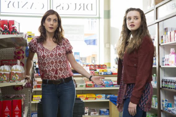 Kate Walsh and Katherine Langford in <em>13 Reasons Why.</em> (Photo: Netflix)