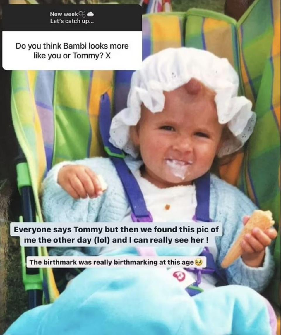 Molly-Mae Hague shared this childhood throwback asking her Instagram followers who they thought her daughter Bambi resembled most (Instagram)