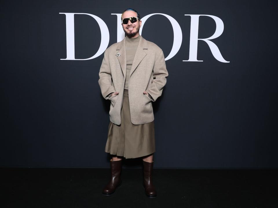 J Balvin attends the Dior Homme Menswear show at Paris Fashion Week 2023 on January 20, 2023.