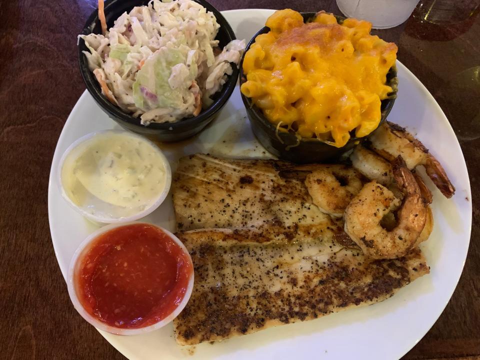 At Tail Gators Brews & Grill the Grilled Seafood Platter featured simply seasoned, grilled perfectly mahimahi and shrimp.