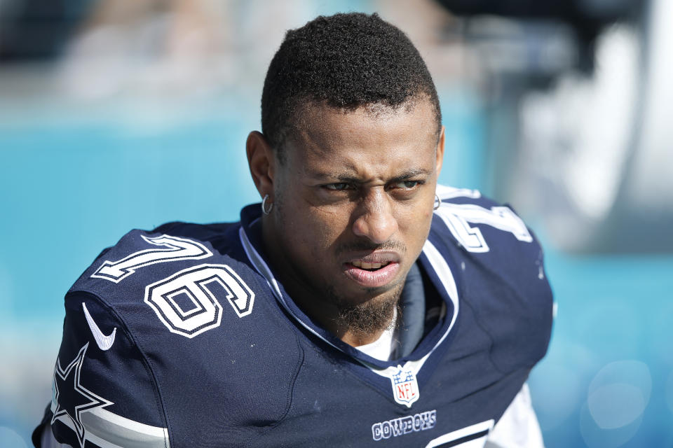 Greg Hardy, whose NFL career ended after a domestic violence case, will reportedly fight in an MMA series for UFC contenders endorsed by Dana White. (Getty)