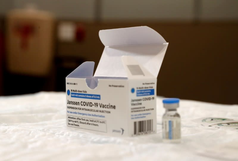 FILE PHOTO: Johnson & Johnson COVID-19 vaccine is administered in Bay Shore, NY