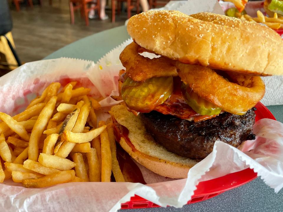 Custom BYOB burger from Riley's Coney House in Daytona Beach Shores.