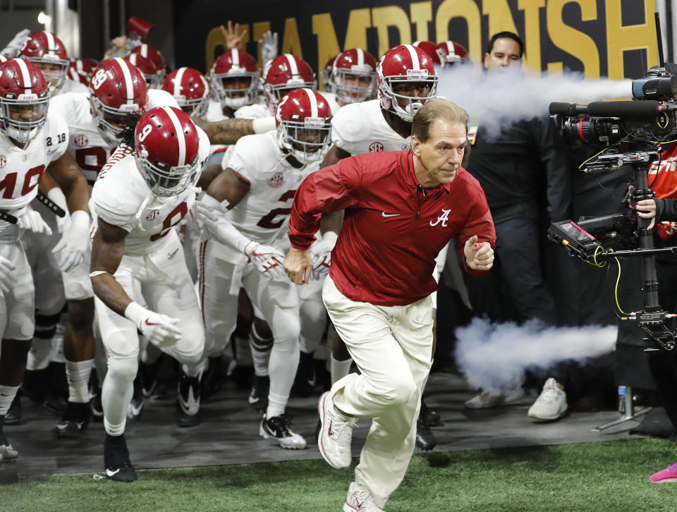Nick Saban’s top-ranked Alabama team takes on Georgia on Saturday with a playoff spot on the line. (AP file)