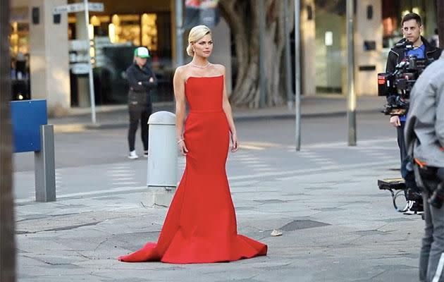 Sophie Monk was spotted filming a promo for her series of the Bachelorette. Source: Matrix