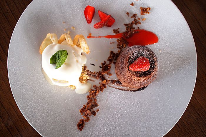 Merapi lava cake: Canting's menu will also indulge those with a sweet tooth with its variety of desserts. Try the Merapi lava cake, which is served with strawberry sauce and vanilla ice cream.
