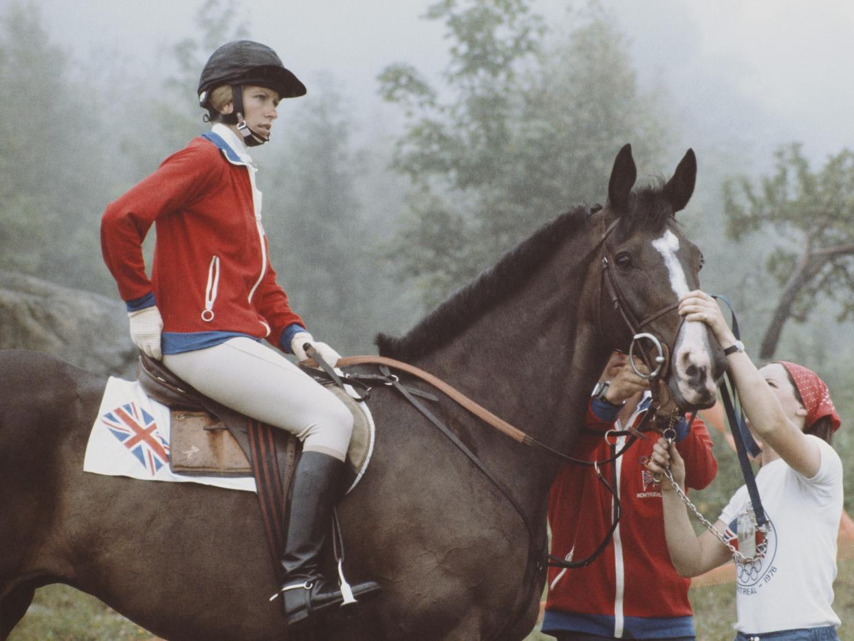 Princess Anne on horseback at the 1976 Olympics